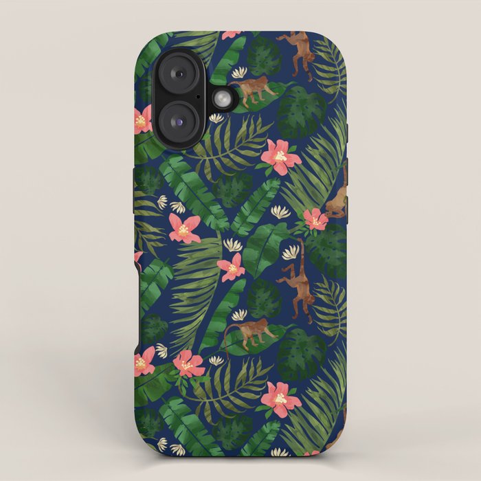 Tropical Garden - Dark Blue iPhone Case Gallery Image 1