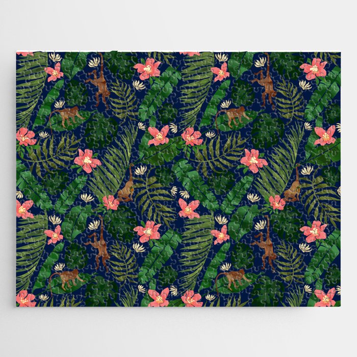 Tropical Garden - Dark Blue Jigsaw Puzzle Gallery Image 1