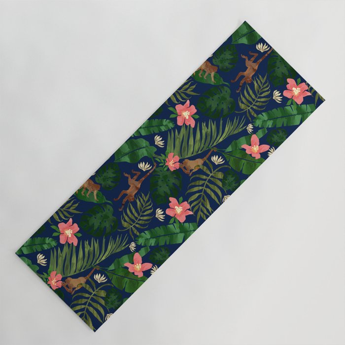 Tropical Garden - Dark Blue Yoga Mat Gallery Image 1