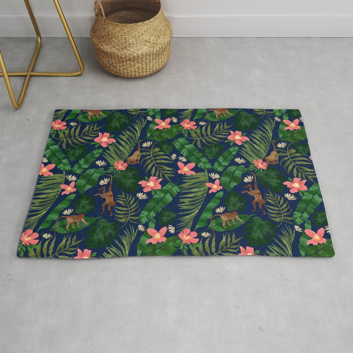 Tropical Garden - Dark Blue Rug Gallery Image 1