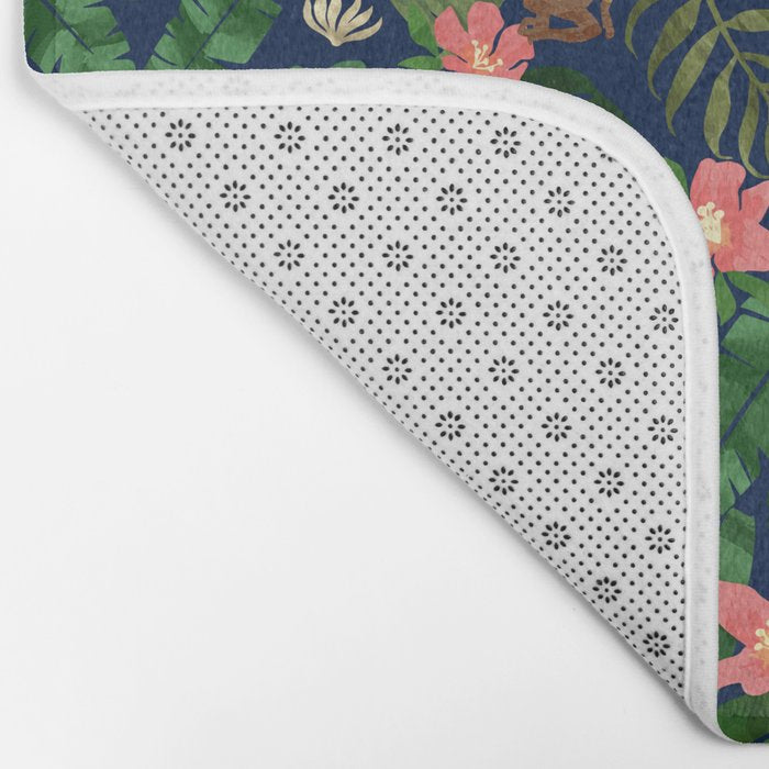 Tropical Garden - Dark Blue Bath Mat Gallery Image 2