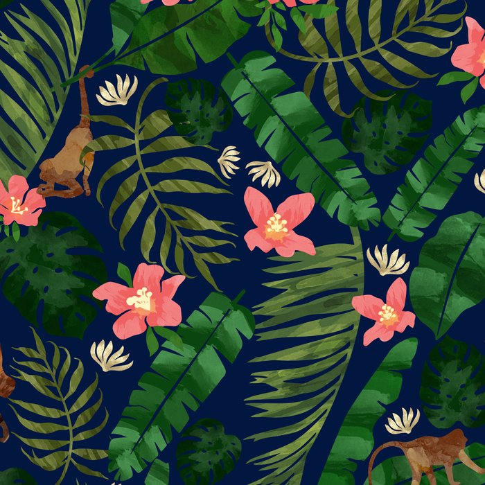 Tropical Garden - Dark Blue Coffee Mug Gallery Image 2