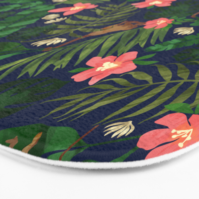 Tropical Garden - Dark Blue Bath Mat Gallery Image 3