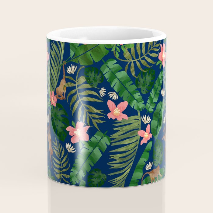 Tropical Garden - Dark Blue Coffee Mug Gallery Image 4