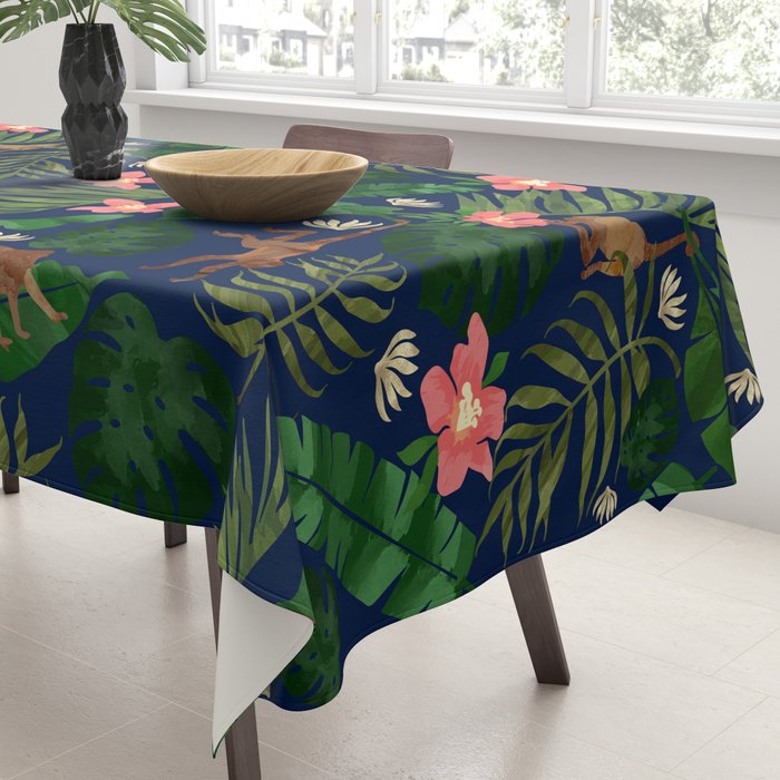 Tropical Garden - Dark Blue Tablecloth Gallery Image 3