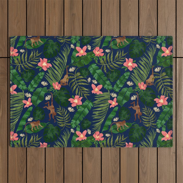 Tropical Garden - Dark Blue Outdoor Rug Gallery Image 1