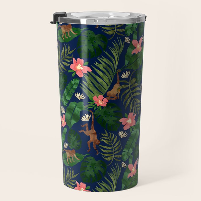 Tropical Garden - Dark Blue Travel Mug Gallery Image 3