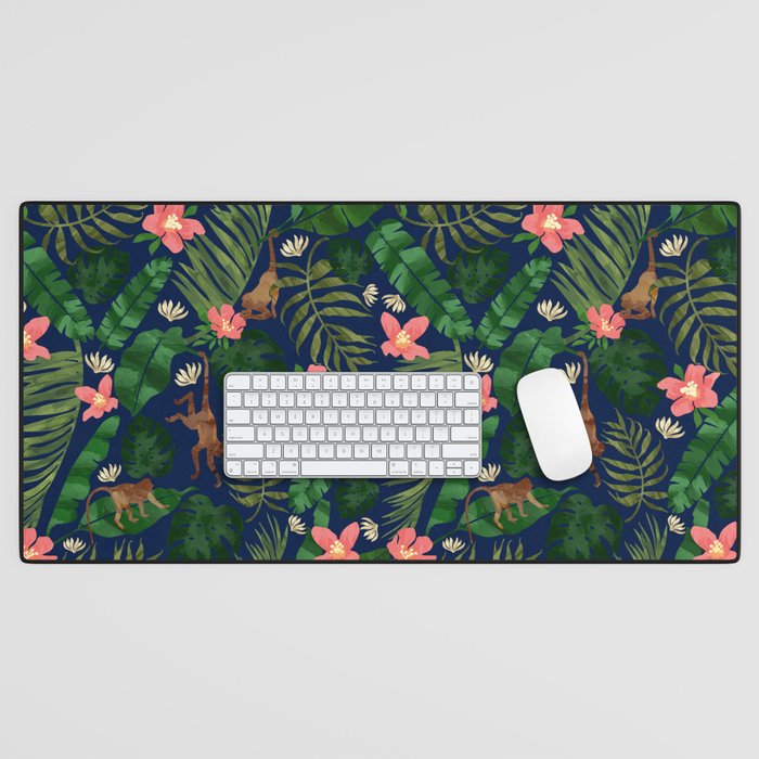 Tropical Garden - Dark Blue Desk Mat Gallery Image 1