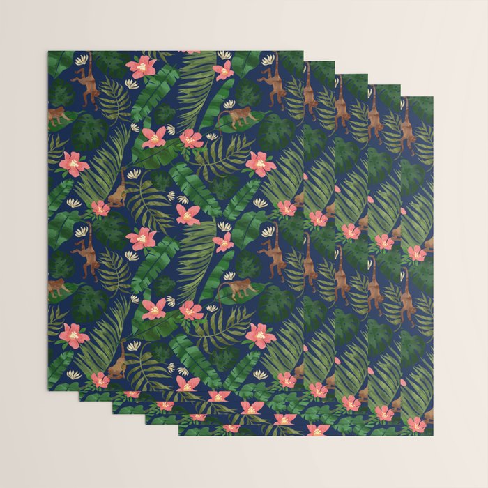Tropical Garden - Dark Blue Wrapping Paper Gallery Image 3