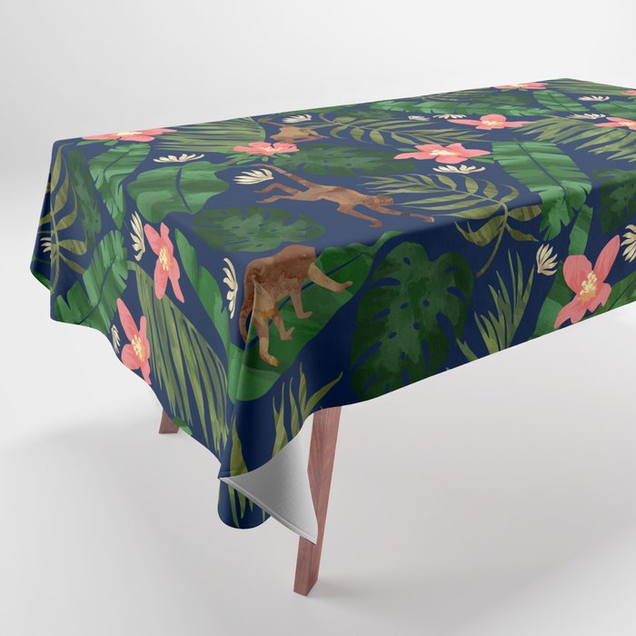 Tropical Garden - Dark Blue Tablecloth Gallery Image 1