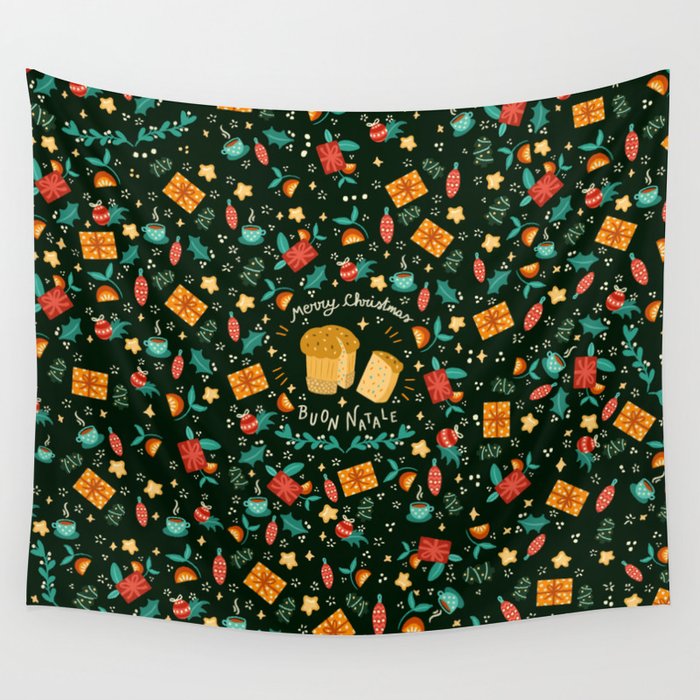 Merry Christmas panettone  Wall Tapestry Gallery Image 1