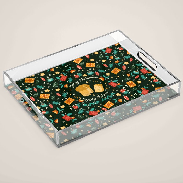 Merry Christmas panettone  Acrylic Tray Gallery Image 1