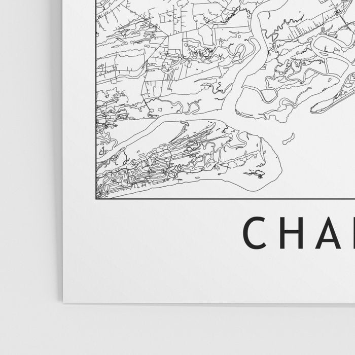 Charleston White Map Poster Gallery Image 3