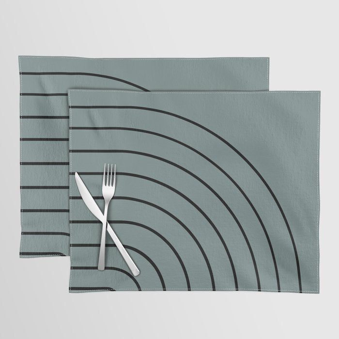 Minimal Arch XLV Neutral Teal Modern Geometric Lines Placemat Gallery Image 1