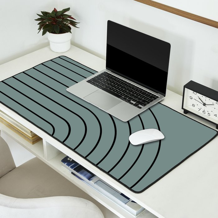 Minimal Arch XLV Neutral Teal Modern Geometric Lines Desk Mat Gallery Image 2