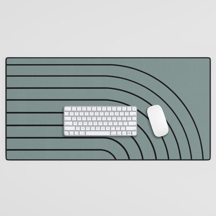Minimal Arch XLV Neutral Teal Modern Geometric Lines Desk Mat Gallery Image 1