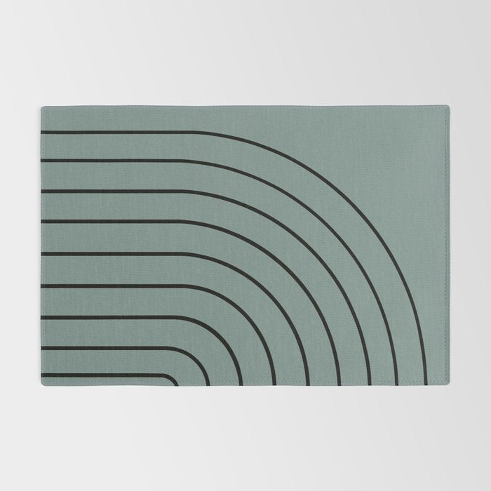 Minimal Arch XLV Neutral Teal Modern Geometric Lines Rug Gallery Image 2