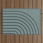 Minimal Arch XLV Neutral Teal Modern Geometric Lines Outdoor Rug Gallery Image 1