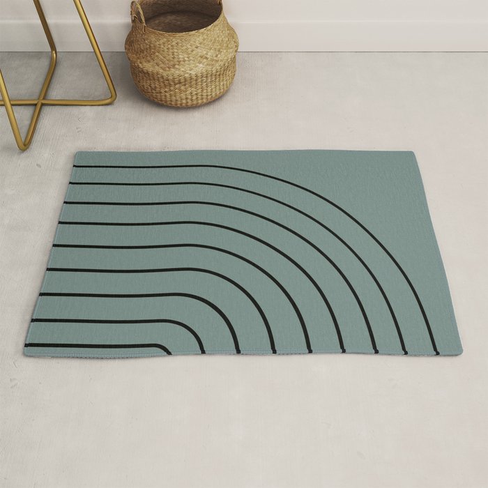 Minimal Arch XLV Neutral Teal Modern Geometric Lines Rug Gallery Image 1