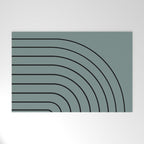 Minimal Arch XLV Neutral Teal Modern Geometric Lines Welcome Mat Gallery Image 1