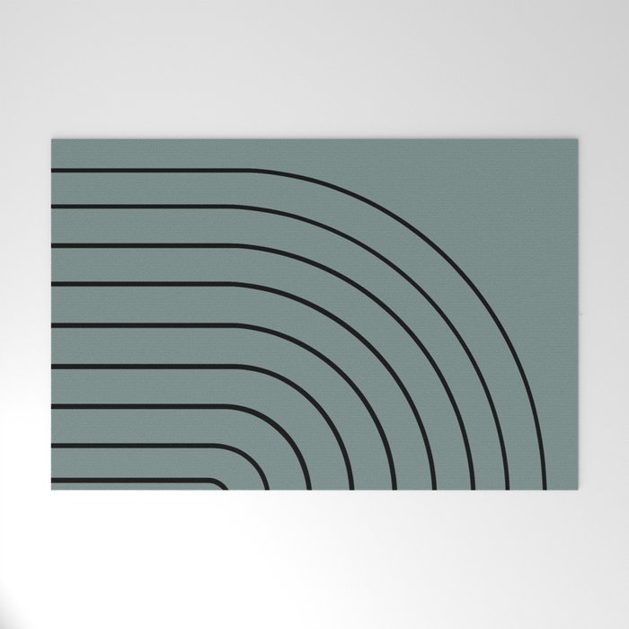 Minimal Arch XLV Neutral Teal Modern Geometric Lines Welcome Mat Gallery Image 1