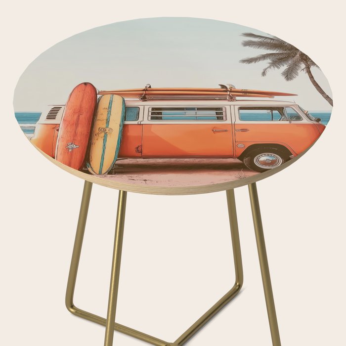 Surf Van I - Vintage Coastal Adventure Print Side Table Gallery Image 2