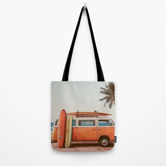 Surf Van I - Vintage Coastal Adventure Print Tote Bag Gallery Image 2