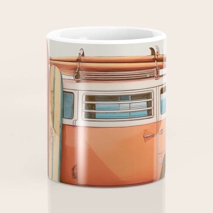 Surf Van I - Vintage Coastal Adventure Print Coffee Mug Gallery Image 4