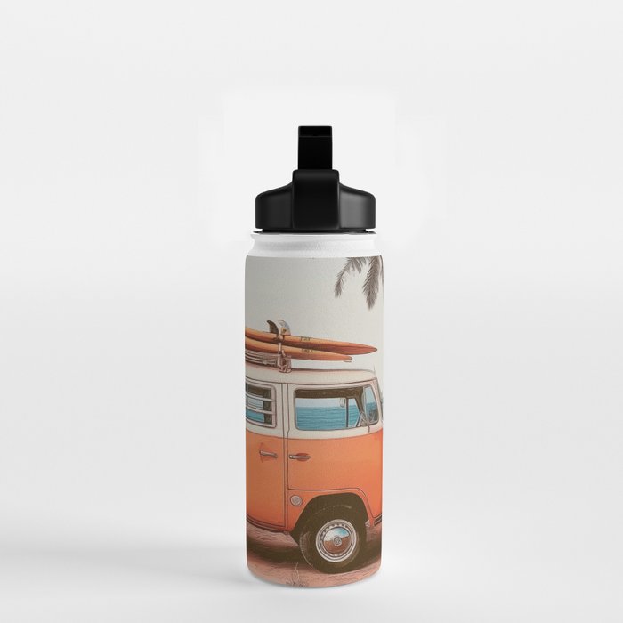 Surf Van I - Vintage Coastal Adventure Print Water Bottle Gallery Image 2