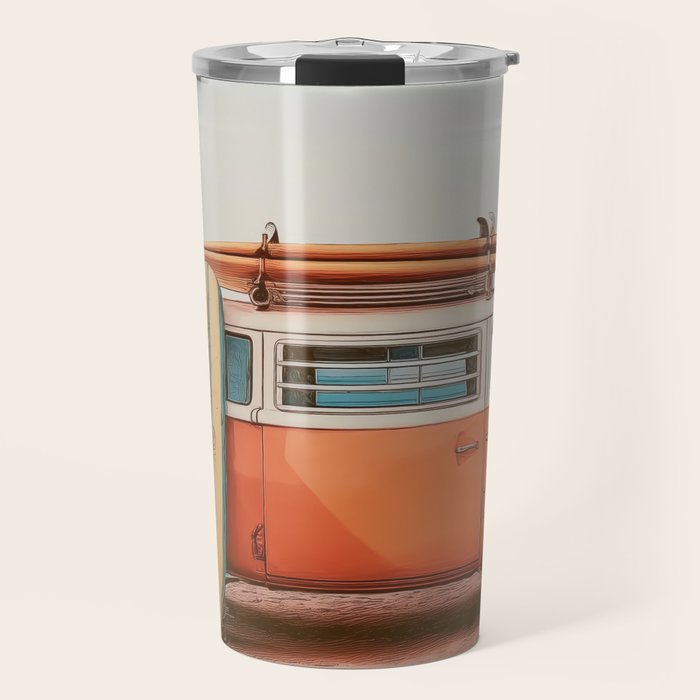 Surf Van I - Vintage Coastal Adventure Print Travel Mug Gallery Image 1