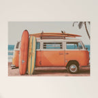 Surf Van I - Vintage Coastal Adventure Print Welcome Mat Gallery Image 1
