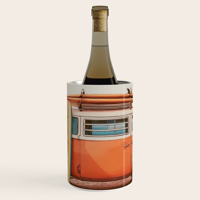 Surf Van I - Vintage Coastal Adventure Print Wine Chiller Gallery Image 1