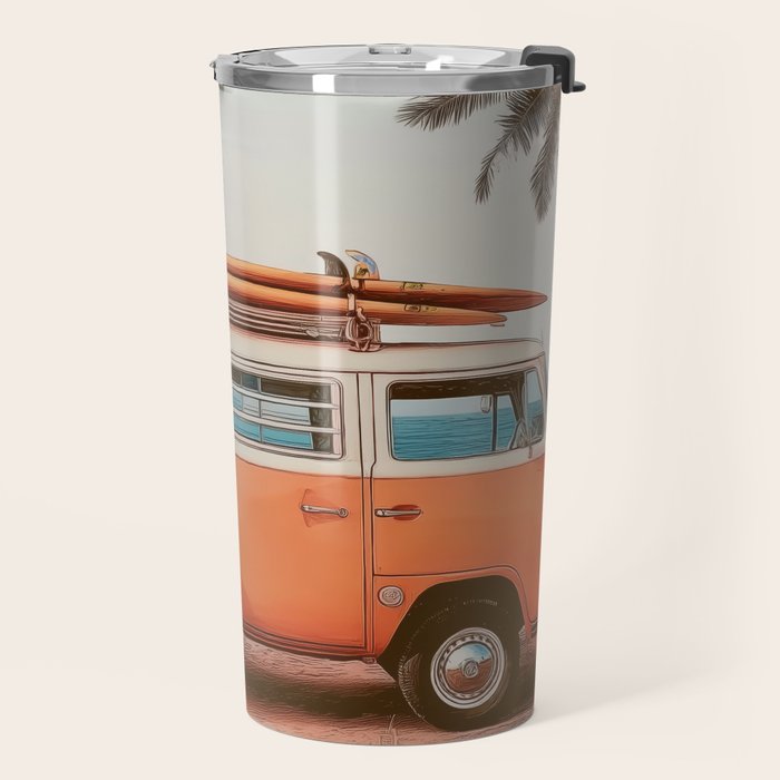 Surf Van I - Vintage Coastal Adventure Print Travel Mug Gallery Image 2