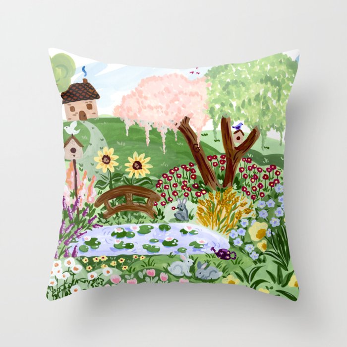 English Garden Throw Pillow Gallery Image 1