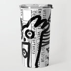 Creatures Graffiti Black and White on French Train Ticket Travel Mug Gallery Image 2
