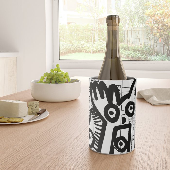 Creatures Graffiti Black and White on French Train Ticket Wine Chiller Gallery Image 4