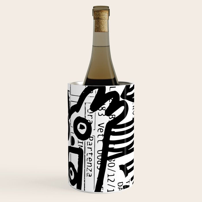 Creatures Graffiti Black and White on French Train Ticket Wine Chiller Gallery Image 3