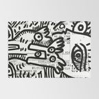 Creatures Graffiti Black and White on French Train Ticket Rug Gallery Image 2