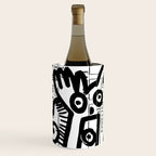 Creatures Graffiti Black and White on French Train Ticket Wine Chiller Gallery Image 1