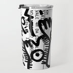 Creatures Graffiti Black and White on French Train Ticket Travel Mug Gallery Image 3
