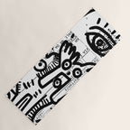 Creatures Graffiti Black and White on French Train Ticket Yoga Mat Gallery Image 1