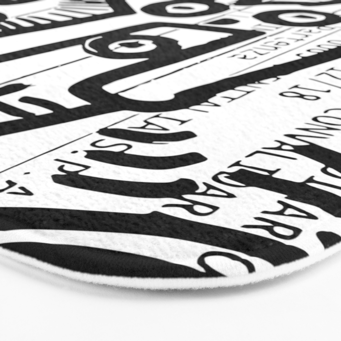 Creatures Graffiti Black and White on French Train Ticket Bath Mat Gallery Image 3