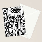 Creatures Graffiti Black and White on French Train Ticket Stationery Card Gallery Image 2