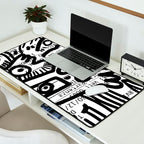 Creatures Graffiti Black and White on French Train Ticket Desk Mat Gallery Image 2