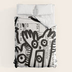 Creatures Graffiti Black and White on French Train Ticket Comforter Gallery Image 6