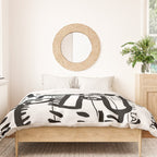 Creatures Graffiti Black and White on French Train Ticket Duvet Cover Gallery Image 3