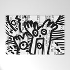 Creatures Graffiti Black and White on French Train Ticket Welcome Mat Gallery Image 1