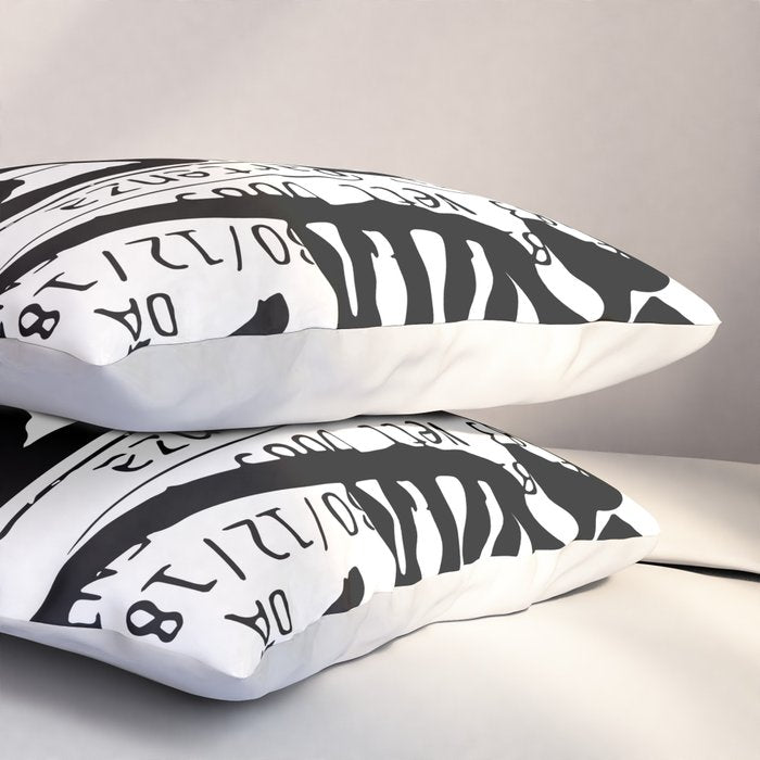 Creatures Graffiti Black and White on French Train Ticket Pillow Sham Gallery Image 3
