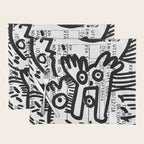 Creatures Graffiti Black and White on French Train Ticket Placemat Gallery Image 1