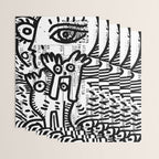 Creatures Graffiti Black and White on French Train Ticket Wrapping Paper Gallery Image 3
